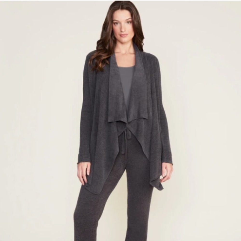 Barefoot Dreams CozyChic Ultra Lite Hi/Lo Cardigan Dark Gray Carbon L/XL 903